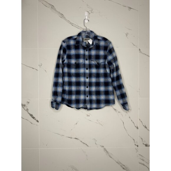 The Stronghold Mens Shirt M Blue Plaid Check Overshirt Jacket Flannel EUC 90's - Picture 1 of 8